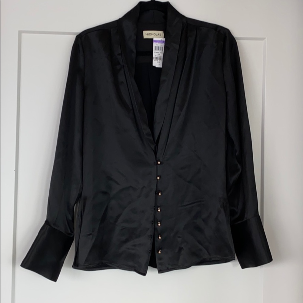 Designer NICHOLAS black button down blouse